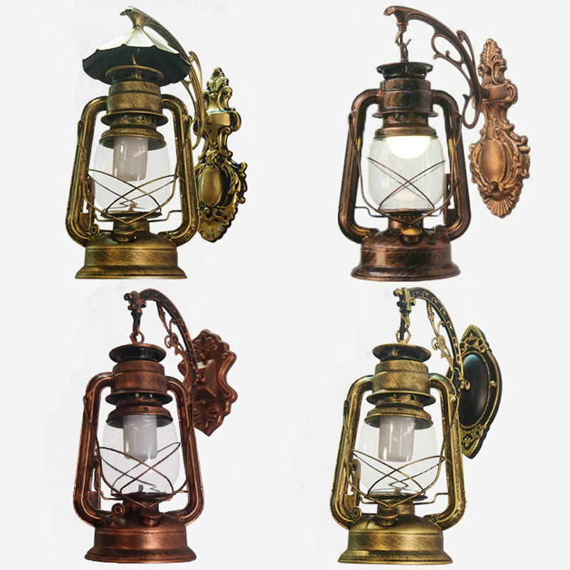 1-Light Kerosene Wall Mounted Lighting Nautical Black/Copper/Bronze Clear Glass Wall Lamp Fixture for Dining Room Clearhalo 'Art deco wall lights' 'Cast Iron' 'Glass' 'Industrial wall lights' 'Industrial' 'Middle century wall lights' 'Modern' 'Rustic wall lights' 'Tiffany' 'Traditional wall lights' 'Wall Lamps & Sconces' 'Wall Lights' Lighting' 1917386