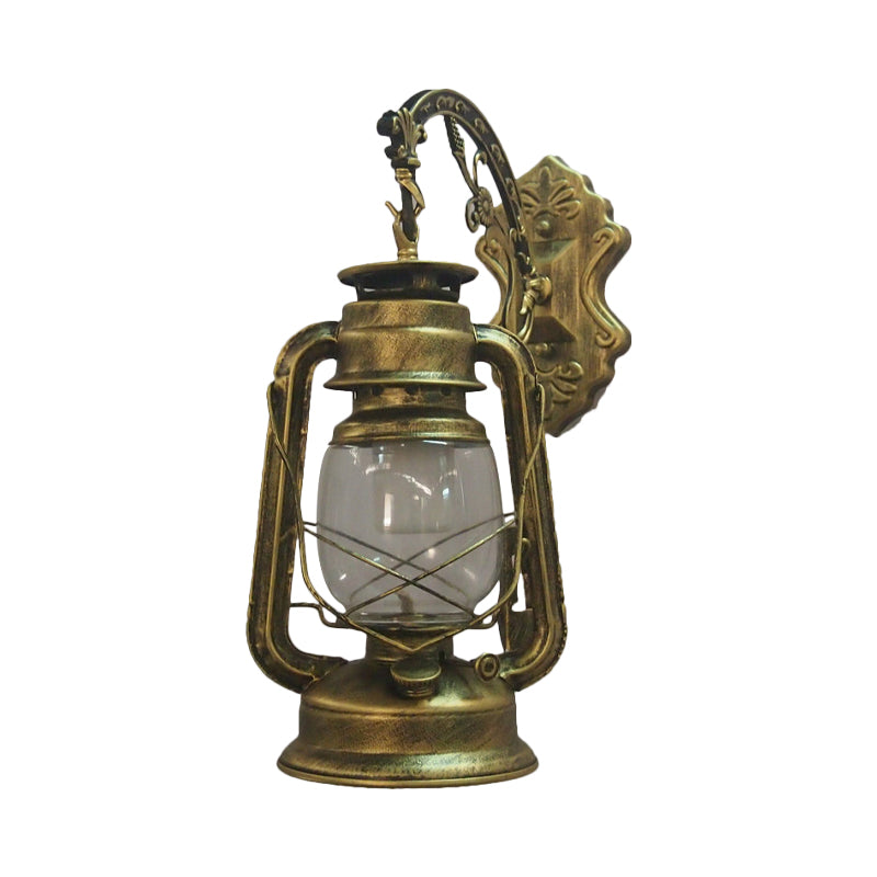 1-Light Kerosene Wall Mounted Lighting Nautical Black/Copper/Bronze Clear Glass Wall Lamp Fixture for Dining Room Clearhalo 'Art deco wall lights' 'Cast Iron' 'Glass' 'Industrial wall lights' 'Industrial' 'Middle century wall lights' 'Modern' 'Rustic wall lights' 'Tiffany' 'Traditional wall lights' 'Wall Lamps & Sconces' 'Wall Lights' Lighting' 1917393