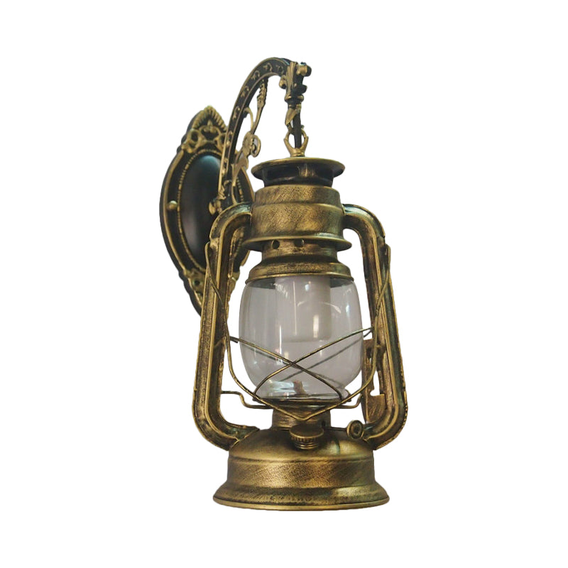 1-Light Kerosene Wall Mounted Lighting Nautical Black/Copper/Bronze Clear Glass Wall Lamp Fixture for Dining Room Clearhalo 'Art deco wall lights' 'Cast Iron' 'Glass' 'Industrial wall lights' 'Industrial' 'Middle century wall lights' 'Modern' 'Rustic wall lights' 'Tiffany' 'Traditional wall lights' 'Wall Lamps & Sconces' 'Wall Lights' Lighting' 1917400