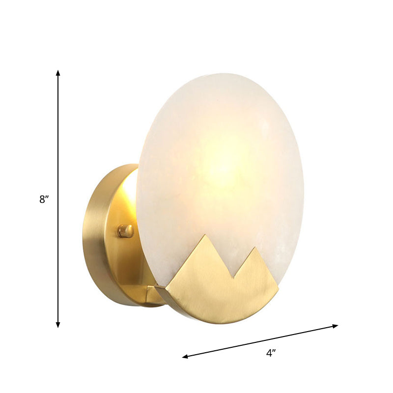 Brass 1-Light Wall Lamp Fixture Antique Frosted White Glass Tulip Shade/Cylinder Wall Mount Light with Arm Clearhalo 'Art deco wall lights' 'Cast Iron' 'Glass' 'Industrial wall lights' 'Industrial' 'Middle century wall lights' 'Modern' 'Rustic wall lights' 'Tiffany' 'Traditional wall lights' 'Wall Lamps & Sconces' 'Wall Lights' Lighting' 1917609
