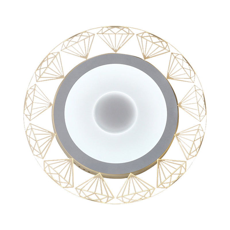 Round LED Ceiling Mount Light with Diamond Wire Modern Acrylic Ceiling Lamp in White for Kindergarten Beige White Clearhalo 'Ceiling Lights' 'Close To Ceiling Lights' 'Close to ceiling' 'Flush mount' Lighting' 191769