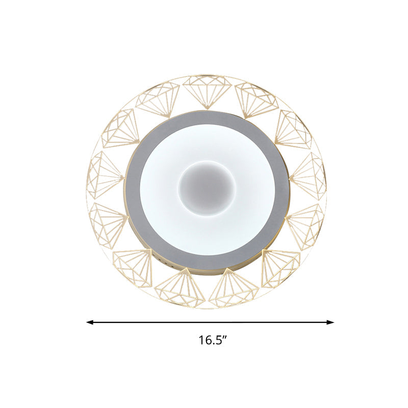 Round LED Ceiling Mount Light with Diamond Wire Modern Acrylic Ceiling Lamp in White for Kindergarten Clearhalo 'Ceiling Lights' 'Close To Ceiling Lights' 'Close to ceiling' 'Flush mount' Lighting' 191770