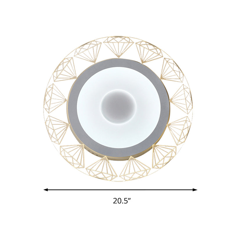 Round LED Ceiling Mount Light with Diamond Wire Modern Acrylic Ceiling Lamp in White for Kindergarten Clearhalo 'Ceiling Lights' 'Close To Ceiling Lights' 'Close to ceiling' 'Flush mount' Lighting' 191771