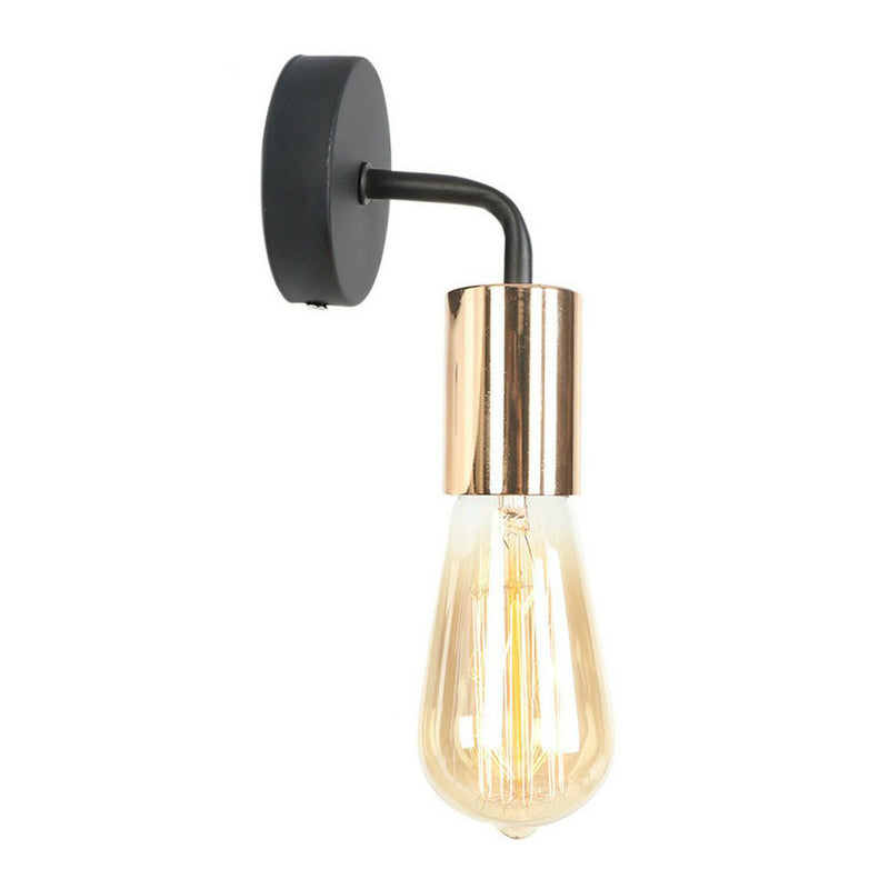 Shadeless Garage Wall Mount Lamp Industrial Style Metal Single Rose Gold/Gold/Chrome Wall Lighting with Curved Arm Gold Clearhalo 'Art deco wall lights' 'Cast Iron' 'Glass' 'Industrial wall lights' 'Industrial' 'Middle century wall lights' 'Modern' 'Rustic wall lights' 'Tiffany' 'Traditional wall lights' 'Wall Lamps & Sconces' 'Wall Lights' Lighting' 1917905