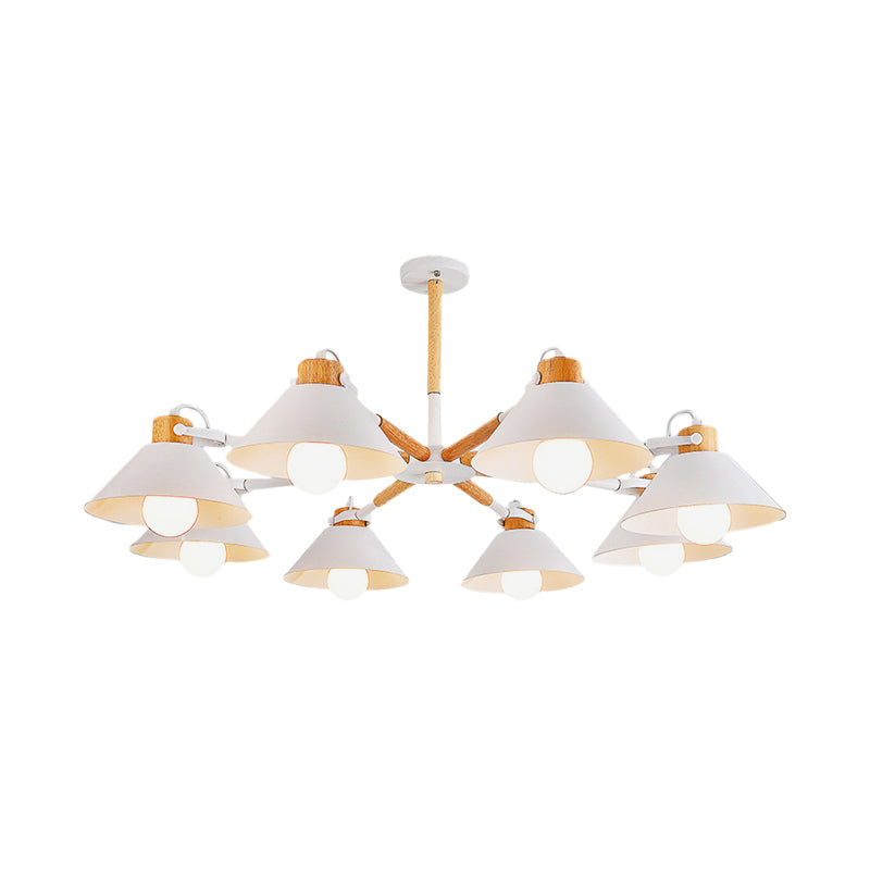 Modern Coolie Shade Hanging Lamp Metal 8 Bulbs Hanging Chandelier for Dining Room Clearhalo 'Ceiling Lights' 'Chandeliers' Lighting' options 191796