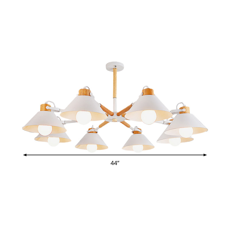 Modern Coolie Shade Hanging Lamp Metal 8 Bulbs Hanging Chandelier for Dining Room Clearhalo 'Ceiling Lights' 'Chandeliers' Lighting' options 191797