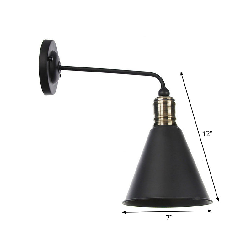 Rustic Bell/Sphere Cage/Flared Wall Light 1-Light Iron Wall Lamp Fixture in Black for Dinging Room Clearhalo 'Art deco wall lights' 'Cast Iron' 'Glass' 'Industrial wall lights' 'Industrial' 'Middle century wall lights' 'Modern' 'Rustic wall lights' 'Tiffany' 'Traditional wall lights' 'Wall Lamps & Sconces' 'Wall Lights' Lighting' 1917975