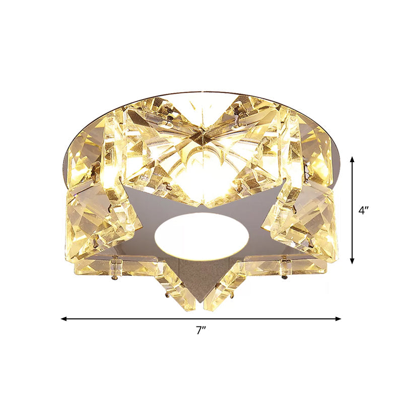 Circle/Star Flush Mount Fixture Simplicity Crystal Block Stainless-Steel LED Close to Ceiling Lighting for Corridor Clearhalo 'Ceiling Lights' 'Close To Ceiling Lights' 'Close to ceiling' 'Flush mount' Lighting' 1919011