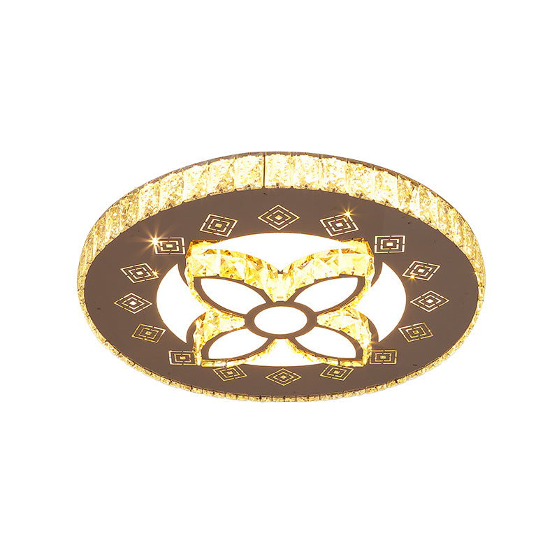 Spiral/Flower Flush Mount Lighting Contemporary Crystal LED Bedroom Ceiling Light Fixture in Stainless-Steel Clearhalo 'Ceiling Lights' 'Close To Ceiling Lights' 'Close to ceiling' 'Flush mount' Lighting' 1919034