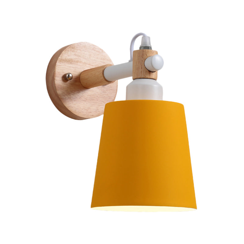 Macaroon Tapered Shade Wall Light Metal 1 Head Wall Sconce Light for Kid Bedroom Clearhalo 'Wall Lamps & Sconces' 'Wall Lights' Lighting' 191996