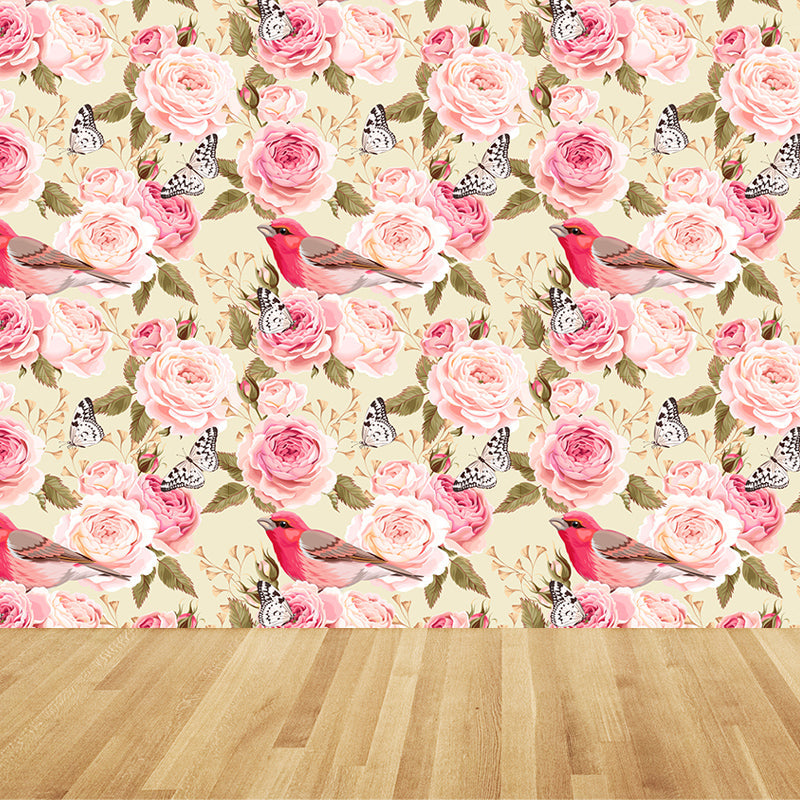 Full Size Stylish Wall Mural Decal Pastel Rose Wall Covering, Custom Size Available Clearhalo 'Wall Decor' 'Wall Mural' 1920288
