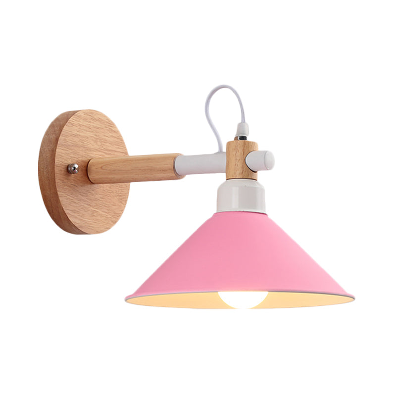 Macaroon Pyramid Shape Wall Sconce Metal and Wood 1 Light Wall Lamp for Dining Room Clearhalo 'Wall Lamps & Sconces' 'Wall Lights' Lighting' 192030