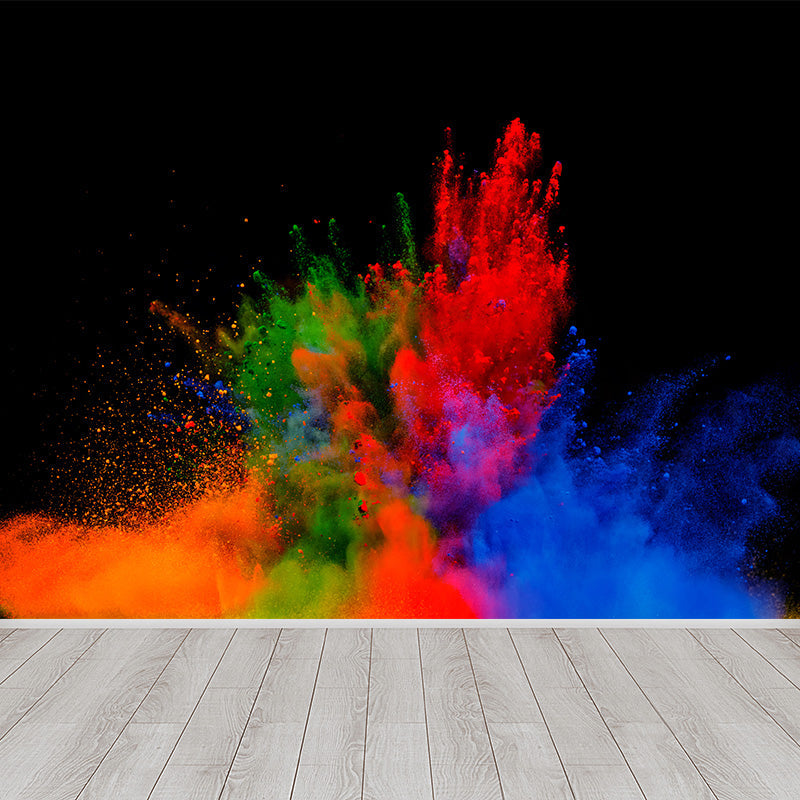 Huge Rainbow Explosion Mural Decal Modern Novelty Abstract Wall Art in Multi Color Red Clearhalo 'Wall Decor' 'Wall Mural' 1920307