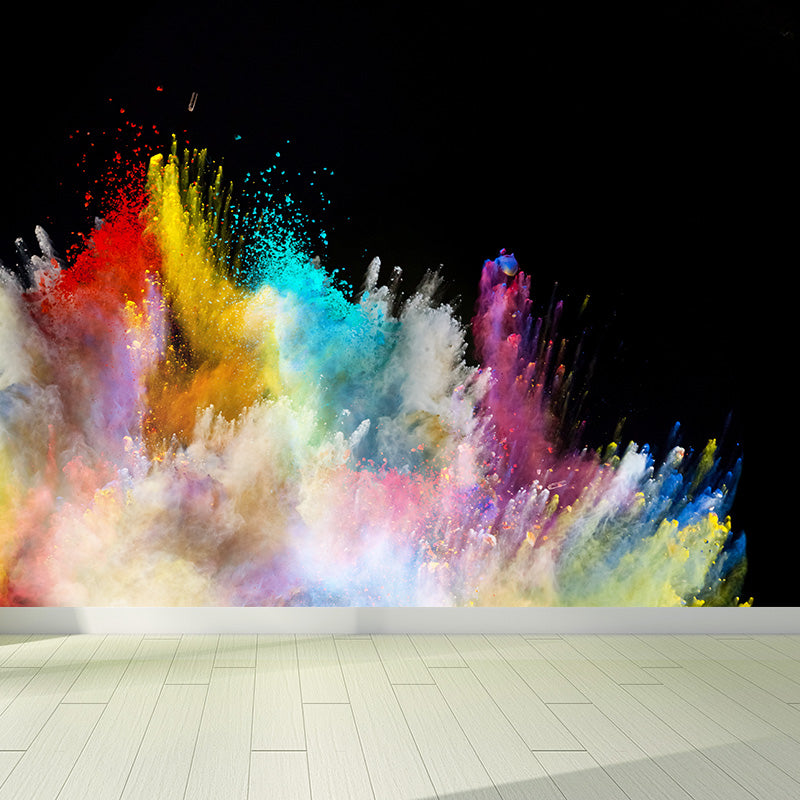 Huge Rainbow Explosion Mural Decal Modern Novelty Abstract Wall Art in Multi Color Clearhalo 'Wall Decor' 'Wall Mural' 1920319