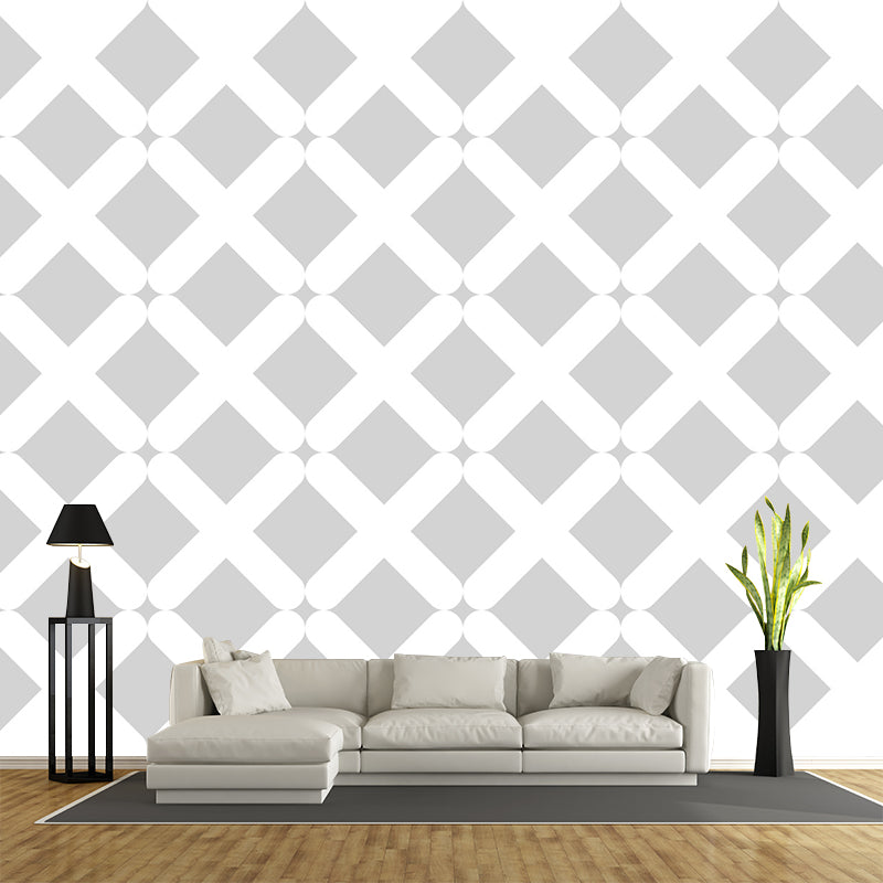 Moisture Resistant Geometry Wall Mural Modernism Non-Woven Fabric Wall Decor, Custom Made Grey Clearhalo 'Wall Decor' 'Wall Mural' 1920437