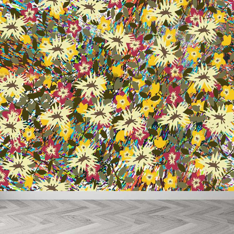 Various Floral Printed Mural Wallpaper Contemporary Non-Woven Fabric Wall Covering Brown Clearhalo 'Wall Decor' 'Wall Mural' 1920971