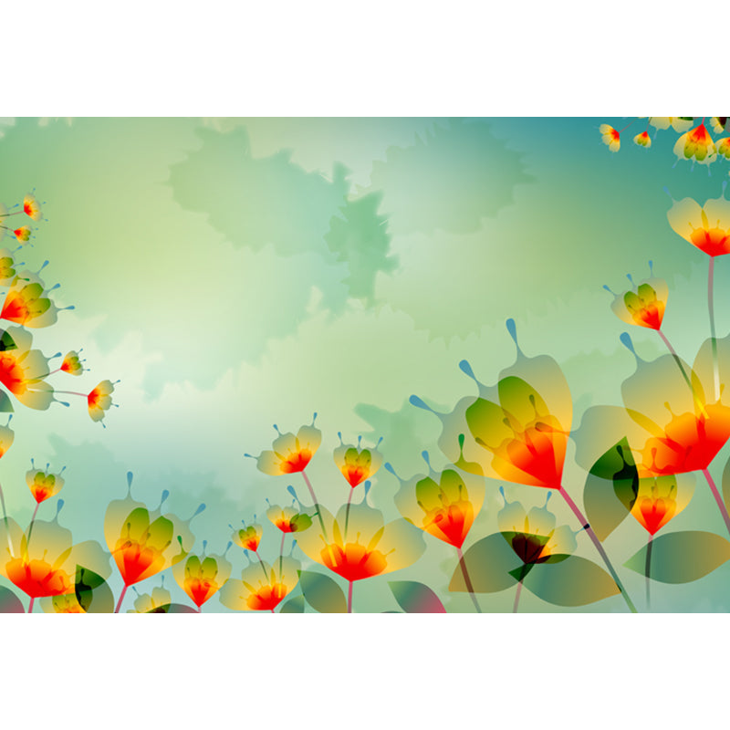 Flower Pattern Wall Mural Modern Decorative Dining Room Wall Covering, Custom Printed Clearhalo 'Wall Decor' 'Wall Mural' 1921024
