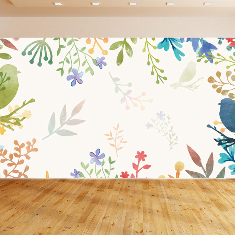 Botanical Mural Wallpaper Pastel Color Contemporary Wall Covering for Living Room Clearhalo 'Wall Decor' 'Wall Mural' 1921053