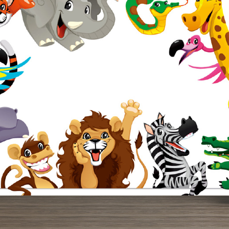 Non-Woven Decorative Mural Children's Art Cartoon Animals Wall Decor, Custom Printed Clearhalo 'Wall Decor' 'Wall Mural' 1921058