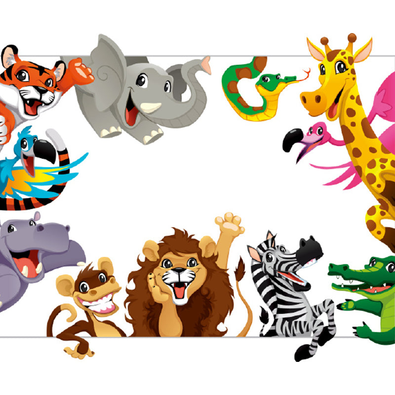 Non-Woven Decorative Mural Children's Art Cartoon Animals Wall Decor, Custom Printed Clearhalo 'Wall Decor' 'Wall Mural' 1921059