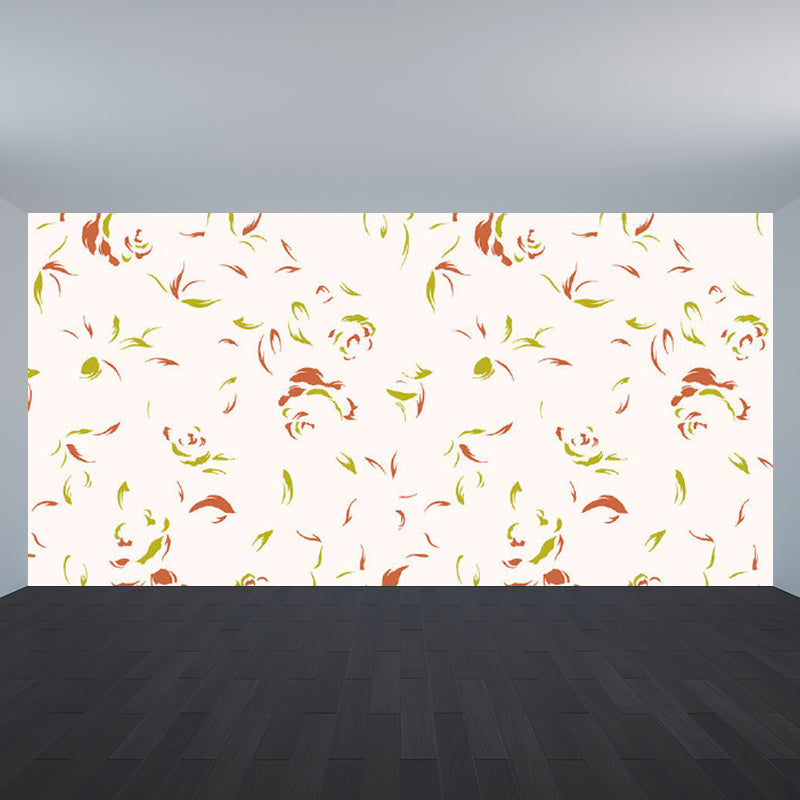 Contemporary Flower Print Mural Pastel Color Florentine Wall Art, Made to Measure Light Green Clearhalo 'Wall Decor' 'Wall Mural' 1921121