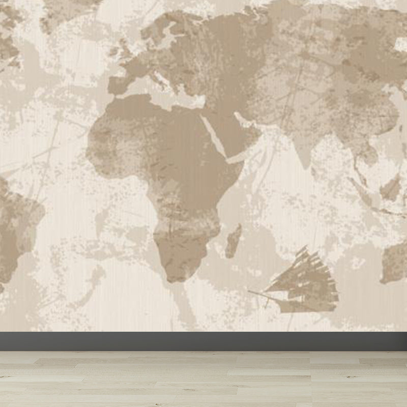 Full Size Illustration Modern Mural Wallpaper with Various World Map in Light Color Clearhalo 'Wall Decor' 'Wall Mural' 1921467
