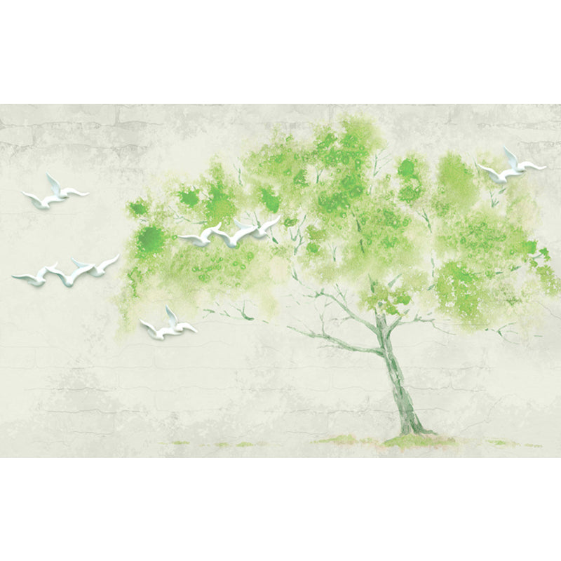 Light Color Botanical Mural Decal Moisture Resistant Contemporary Bathroom Wall Covering Clearhalo 'Wall Decor' 'Wall Mural' 1921519
