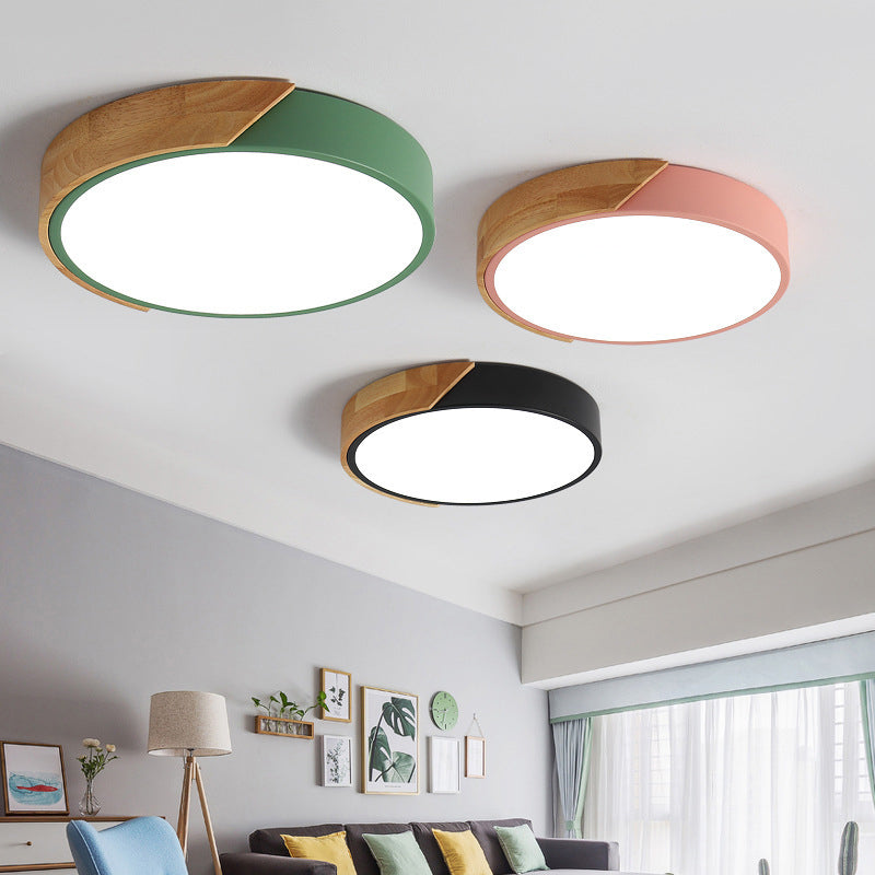 Macaron Loft Circle Flush Ceiling Light Acrylic LED Ceiling Lamp for Kindergarten White Clearhalo 'Ceiling Lights' 'Close To Ceiling Lights' 'Close to ceiling' 'Flush mount' Lighting' 192152