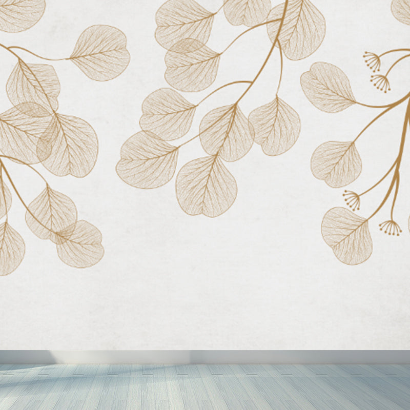 Light Color Botanical Mural Decal Moisture Resistant Contemporary Bathroom Wall Covering Clearhalo 'Wall Decor' 'Wall Mural' 1921532