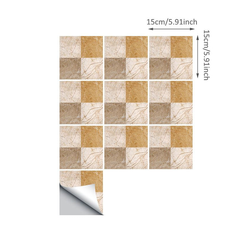 50 Pcs Mosaic Tile Stick Wallpapers Modern Classic Marble Wall Covering in Brown, 6' x 6" Clearhalo 'Modern wall decor' 'Modern' 'Wallpaper' Wall Decor' 1921700