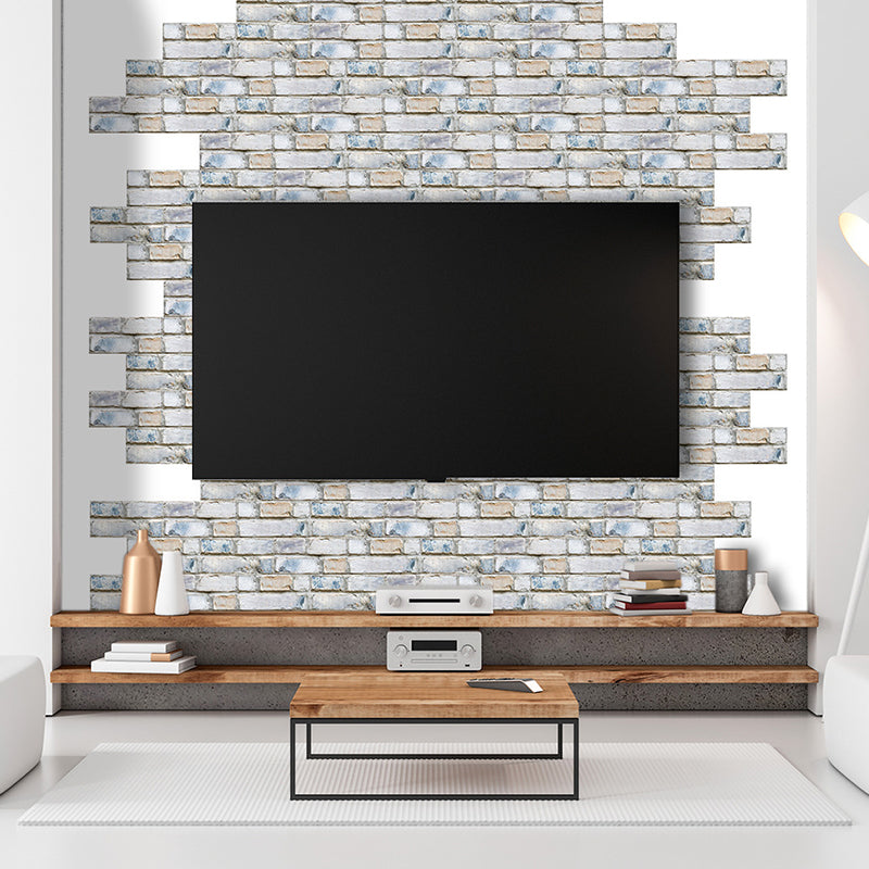 Rustic Brick Stick Wallpaper Panels PVC Removable Grey Wall Decor for Stairway, 54 Pieces Grey 1 Set Clearhalo 'Country wall decor' 'Rustic' 'Wallpaper' Wall Decor' 1921795