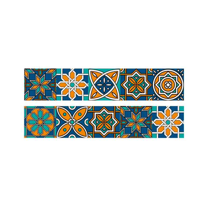 Ethnic Flowers Peel off Wallpaper Panel Set for Accent Wall, Blue, 3.5' L x 8" W Clearhalo 'Wall Decor' 'Wallpaper' 1921872