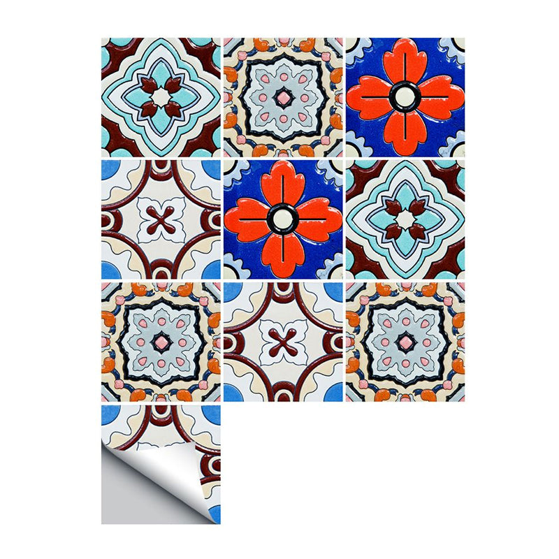 Bohemia Quatrefoil Wallpaper Panel 50 Pcs Blue Flower-Like Wall Decor, Peel and Stick Clearhalo 'Wall Decor' 'Wallpaper' 1921910