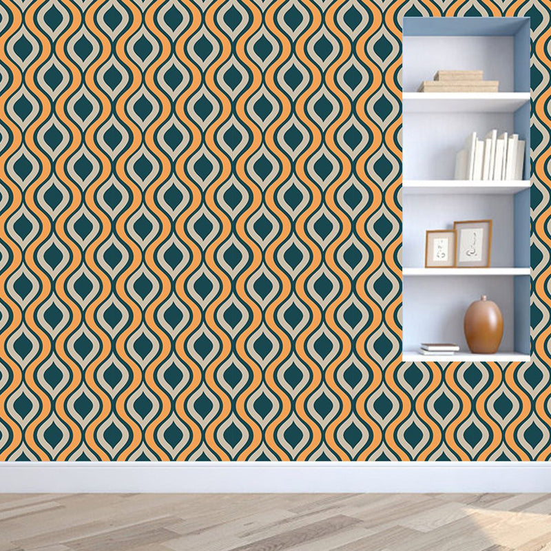 Peel and Paste Ogee Wallpaper Panels PVC Modern Wall Decor for Hallway, Beige and Blue Clearhalo 'Modern wall decor' 'Modern' 'Wallpaper' Wall Decor' 1922173