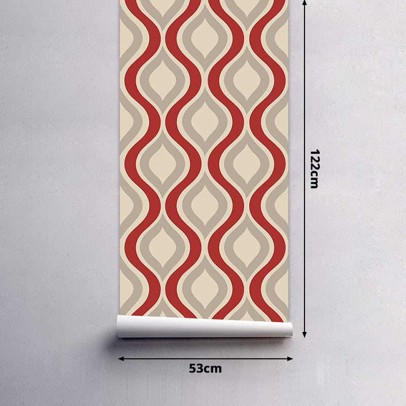 Peel and Paste Ogee Wallpaper Panels PVC Modern Wall Decor for Hallway, Beige and Blue Clearhalo 'Modern wall decor' 'Modern' 'Wallpaper' Wall Decor' 1922180