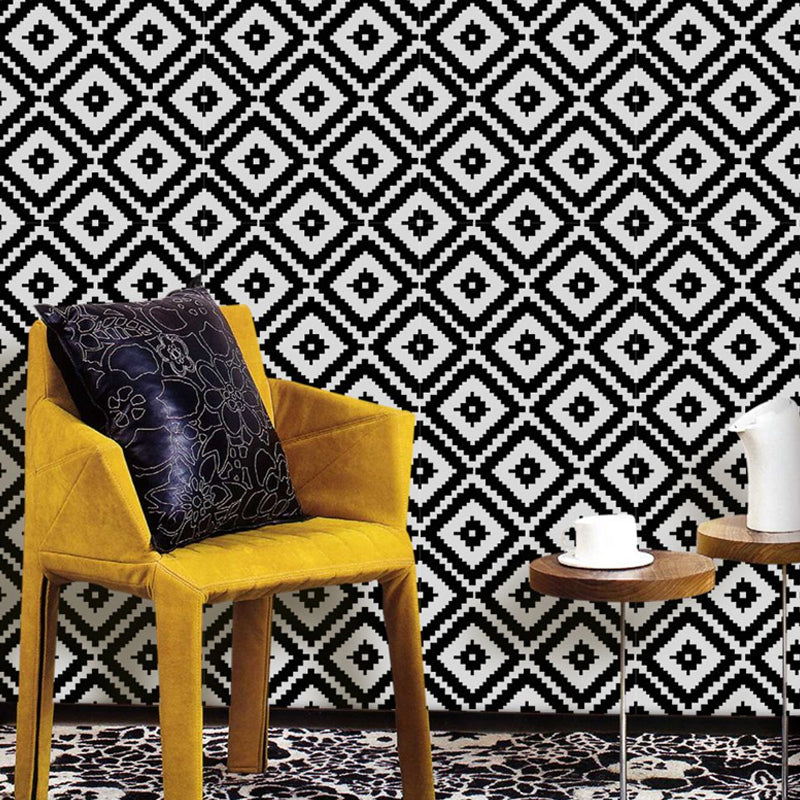 Diamond Pattern Wallpaper Panel Set Peel and Stick Modern Dining Room Wall Covering, 4' x 20.5" Clearhalo 'Modern wall decor' 'Modern' 'Wallpaper' Wall Decor' 1922192