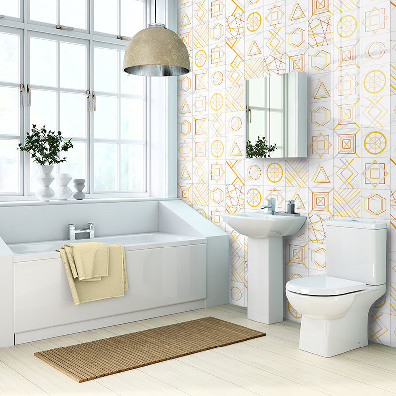Geometrical Peel Wallpaper Panel Set Contemporary PVC Wall Decor in Gold on White Clearhalo 'Modern wall decor' 'Modern' 'Wallpaper' Wall Decor' 1922209