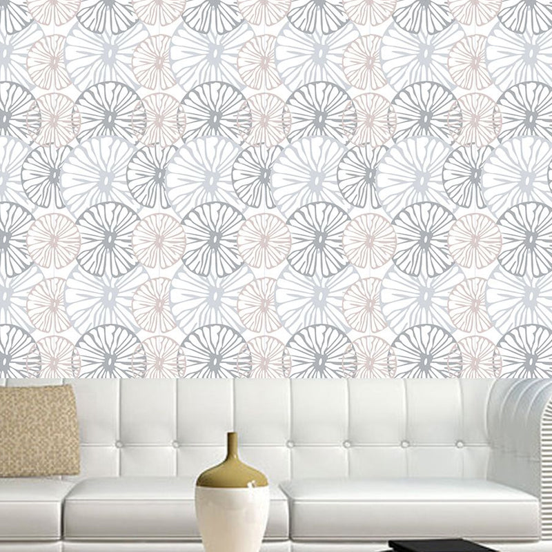 Cottage Lemon Slice Wallpaper Panels Pastel Color Self-Adhesive Wall Art for Sitting Room Grey Clearhalo 'Country wall decor' 'Rustic' 'Wallpaper' Wall Decor' 1922261