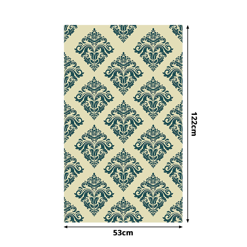 Self-Stick Jacquard Wallpaper Panels Vintage Beautiful Latticework Wall Art in Green, 4' x 20.5" Clearhalo 'Vintage wall decor' 'Vintage' 'Wallpaper' Wall Decor' 1922280
