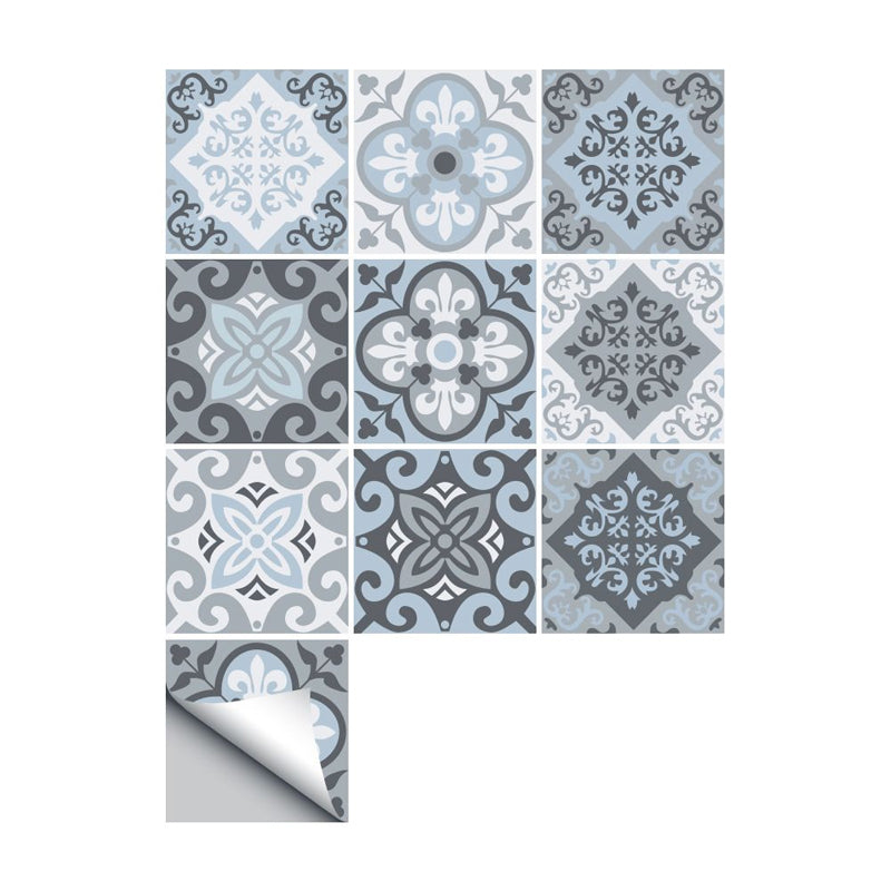 Bohemian Floral Wallpaper Panel PVC Self-Adhesive Blue Wall Decoration for Bathroom Clearhalo 'Wall Decor' 'Wallpaper' 1922393