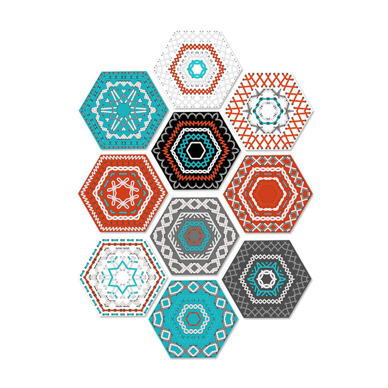 Red Hexagon Wallpaper Panel Set Tiles Bohemia Self-Stick Wall Covering for Bedroom Clearhalo 'Wall Decor' 'Wallpaper' 1922414