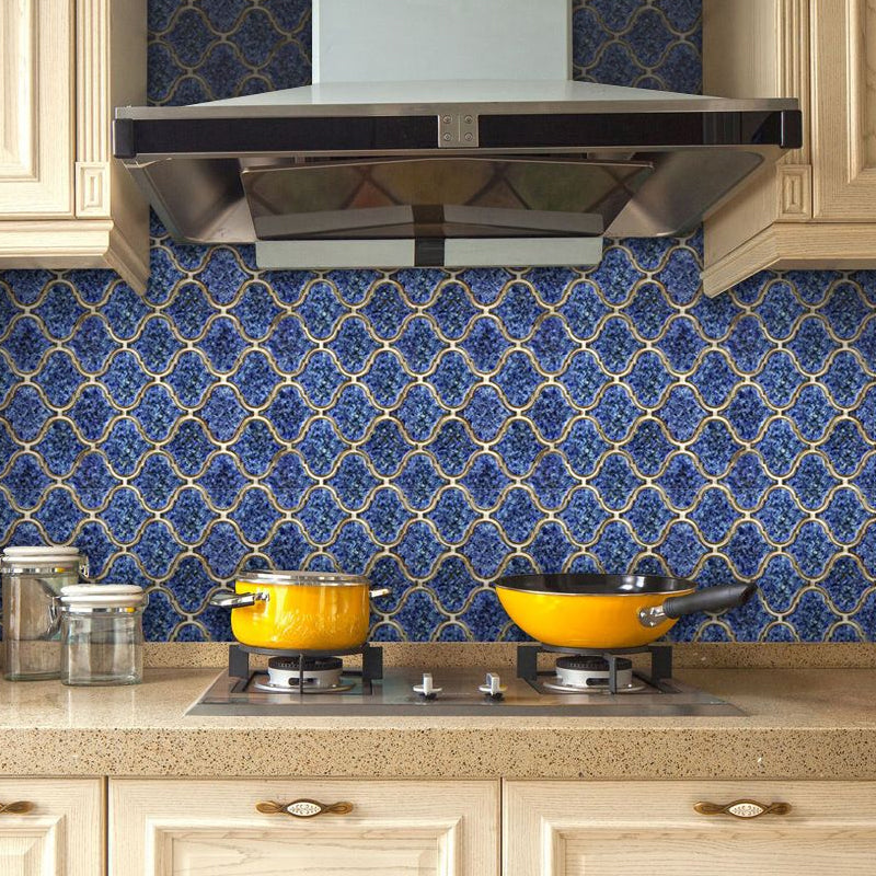 Adhesive Quatrefoil Net Wallpaper Border Modernist PVC Wall Decor, 16.5' L x 8" W Blue Clearhalo 'Modern wall decor' 'Modern' 'Wallpaper' Wall Decor' 1922534