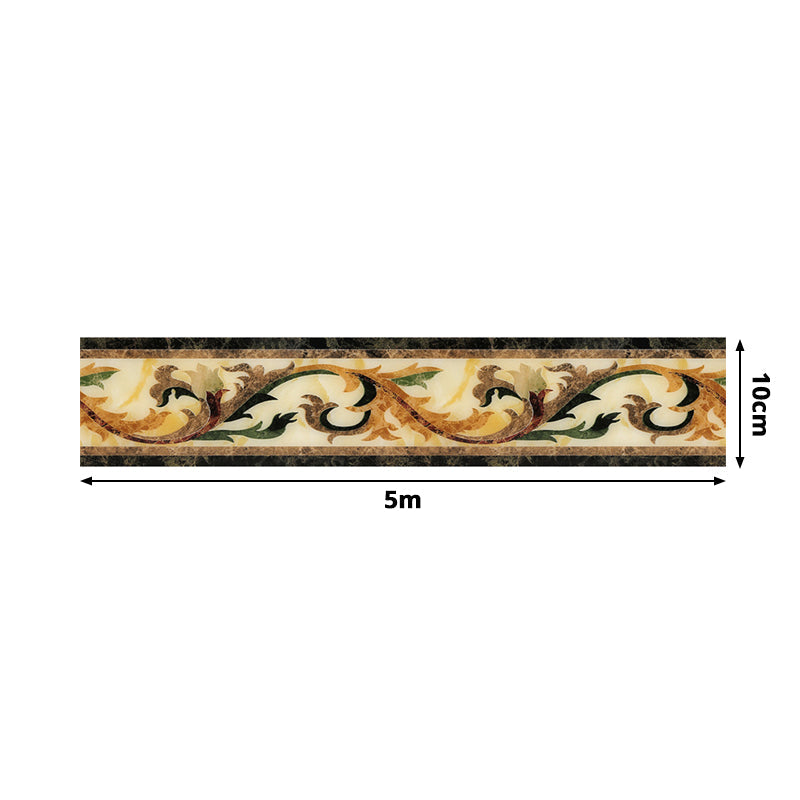 Retro Curved Vines Wallpaper Border Brown Kitchen Backsplash Adhesive Wall Decor, 16.5' x 4" Clearhalo 'Vintage wall decor' 'Vintage' 'Wallpaper' Wall Decor' 1922552