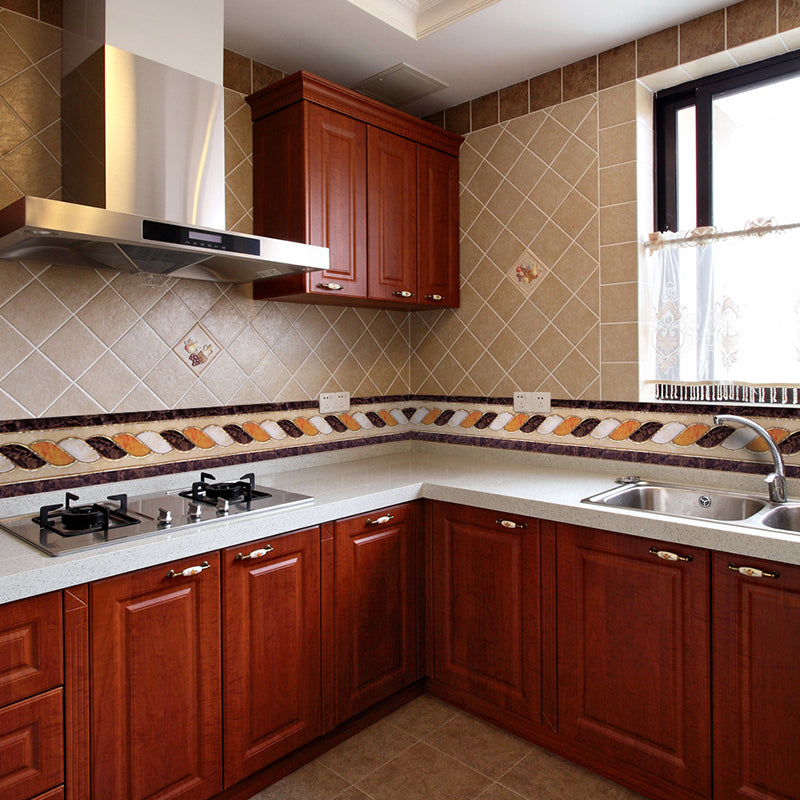 Stranded Cord Print Wallpaper Border Brown PVC Wall Art, Peel and Paste, 16.5' x 4" Clearhalo 'Vintage wall decor' 'Vintage' 'Wallpaper' Wall Decor' 1922559