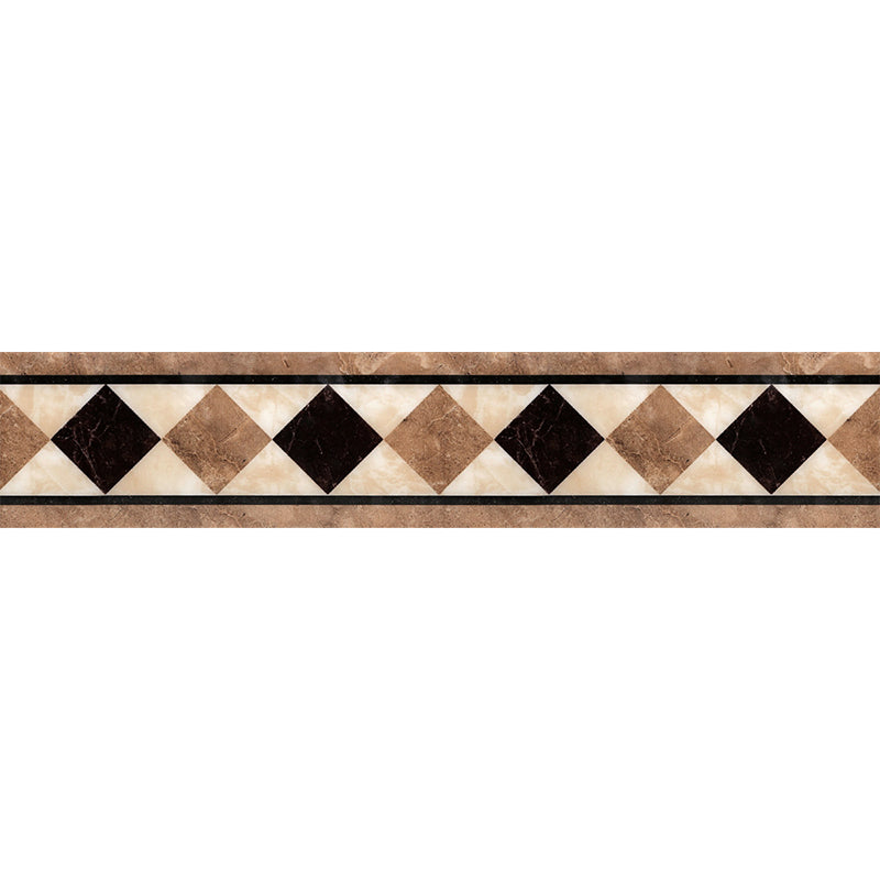 Smooth Brown Wallpaper Border Vintage Rhombus Pattern Adhesive Wall Covering, 16.5' L x 4" W Clearhalo 'Vintage wall decor' 'Vintage' 'Wallpaper' Wall Decor' 1922571