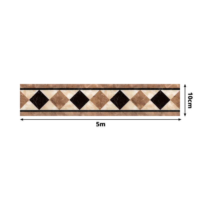 Smooth Brown Wallpaper Border Vintage Rhombus Pattern Adhesive Wall Covering, 16.5' L x 4" W Clearhalo 'Vintage wall decor' 'Vintage' 'Wallpaper' Wall Decor' 1922572