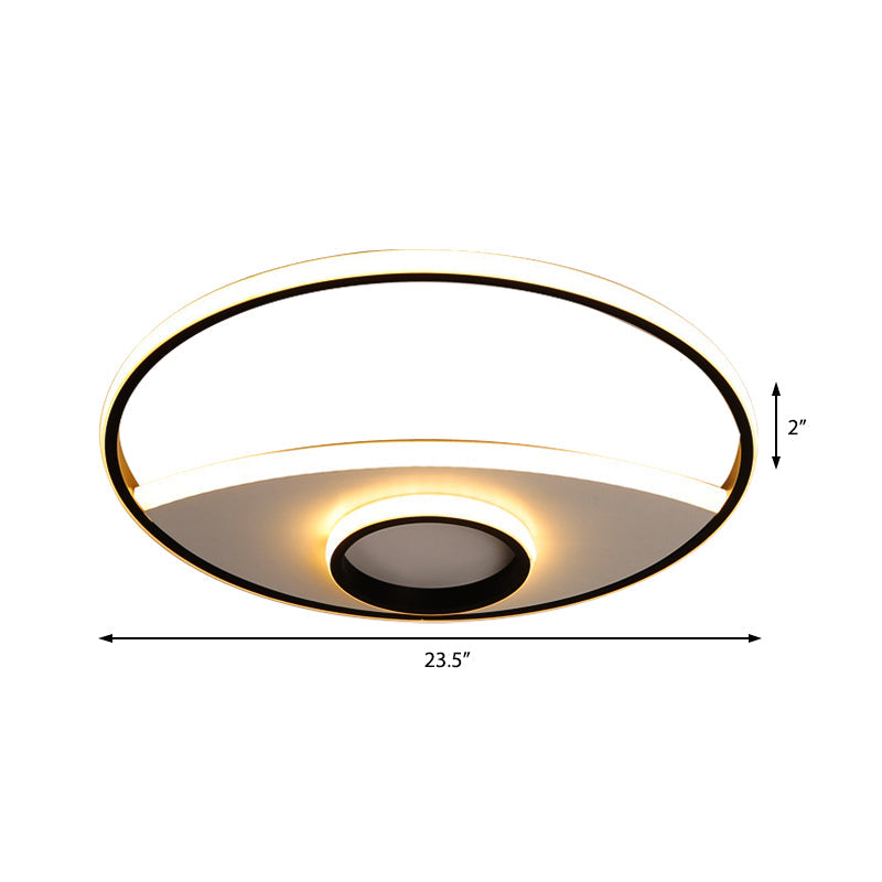 Silver Circle Ceiling Fixture Modern Acrylic 16"/19.5"/23.5" Flushmount Lights in Warm/White Clearhalo 'Ceiling Lights' 'Close To Ceiling Lights' 'Close to ceiling' 'Flush mount' Lighting' 1922635