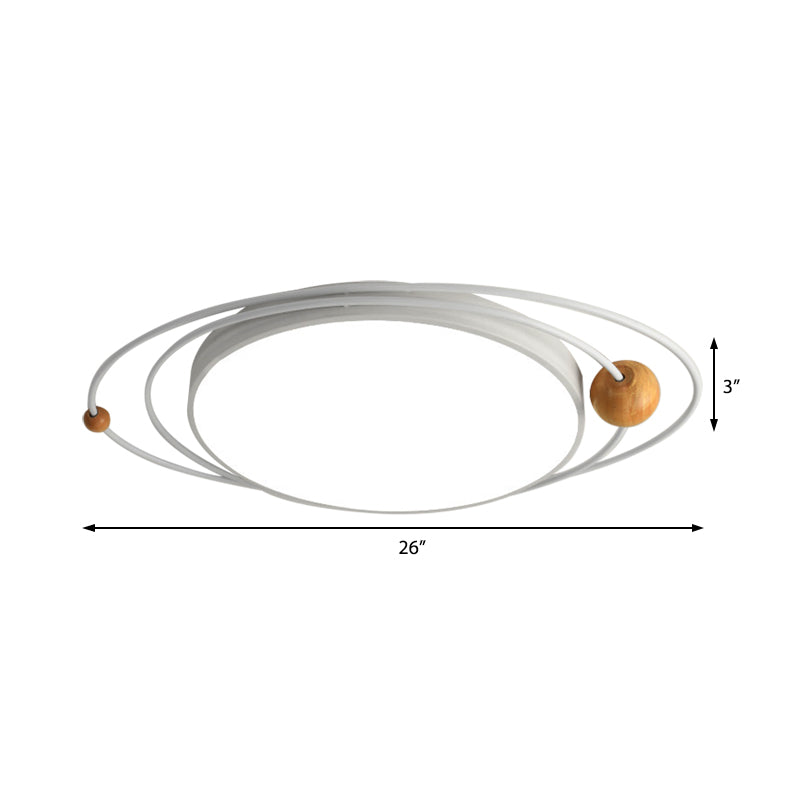 Drum Flush Lamp with Orbit Design Nordic Style Metal Led Indoor Flush Ceiling Light in Green/Grey/White, 21"/26"/31" W Clearhalo 'Ceiling Lights' 'Close To Ceiling Lights' 'Close to ceiling' 'Flush mount' Lighting' 1922652