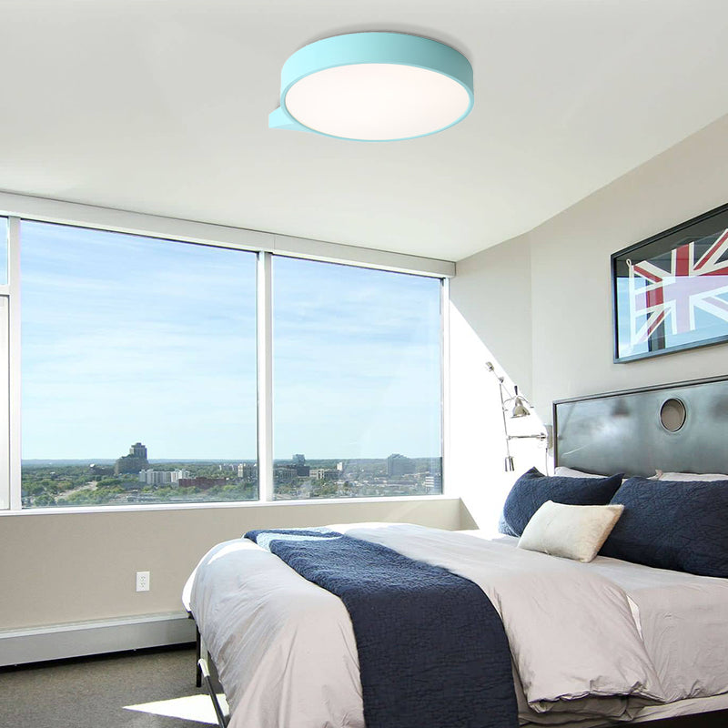 Blue/Pink/Red/Yellow Circular Flush Lighting with Diffuser Macaron Metal Ceiling Flush Mount in Second Gear, 19.5"/24.5" W Clearhalo 'Ceiling Lights' 'Close To Ceiling Lights' 'Close to ceiling' 'Flush mount' Lighting' 1922700