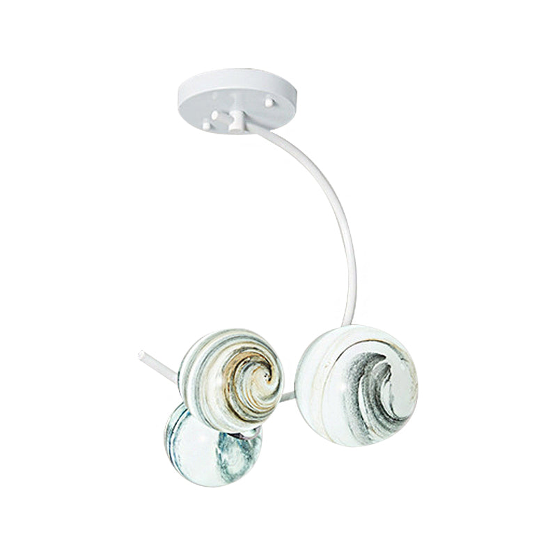 Modern Style 3/5 Lights Chandelier Lamp with Handblown Glass Shade Black/White Finish Global Pendant Lighting Clearhalo 'Ceiling Lights' 'Close To Ceiling Lights' 'Close to ceiling' 'Semi-flushmount' Lighting' 1922719